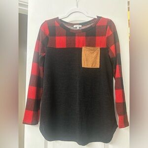 White Birch- Long Sleeve Shirt- Black/Red